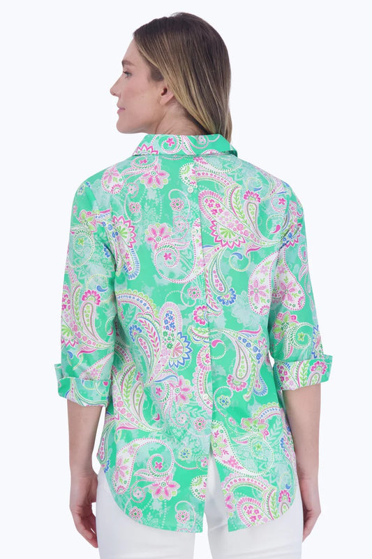 Theresa No Iron Paisley Popover Shirt