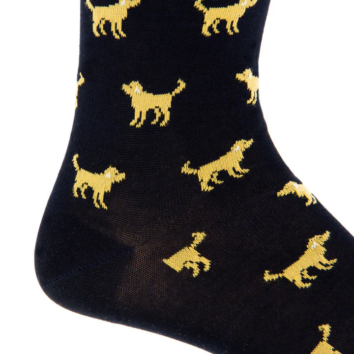 Dapper Classic Navy with Sky Blue Yolk Mini Neat Cotton Sock Mid Calf