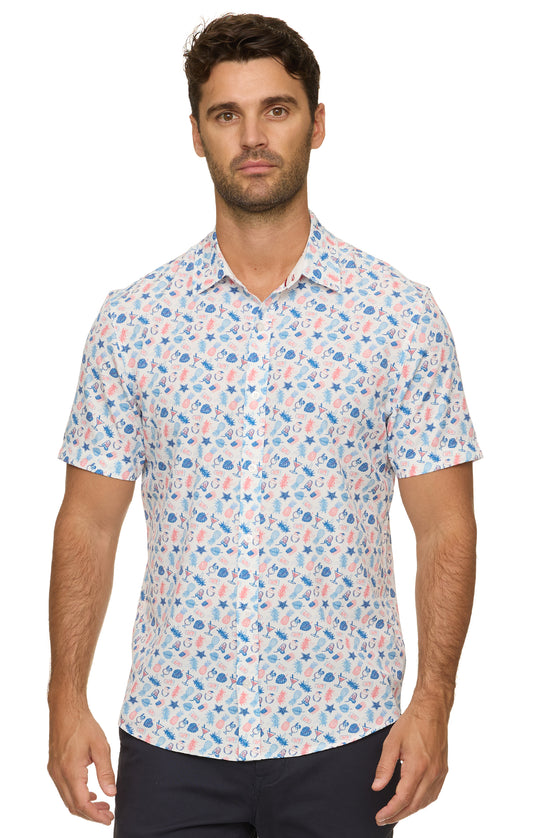 SAYREVILLE SS AMERICANA DRINK PRINT OUTDOOR PERFORMANCE SHIRT
