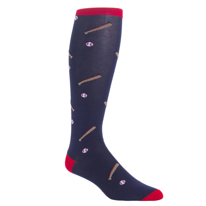 Dapper Classic Navy with Sky Blue Yolk Mini Neat Cotton Sock Mid Calf
