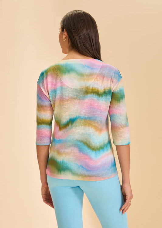 Drop Shoulder Notch Neck Top