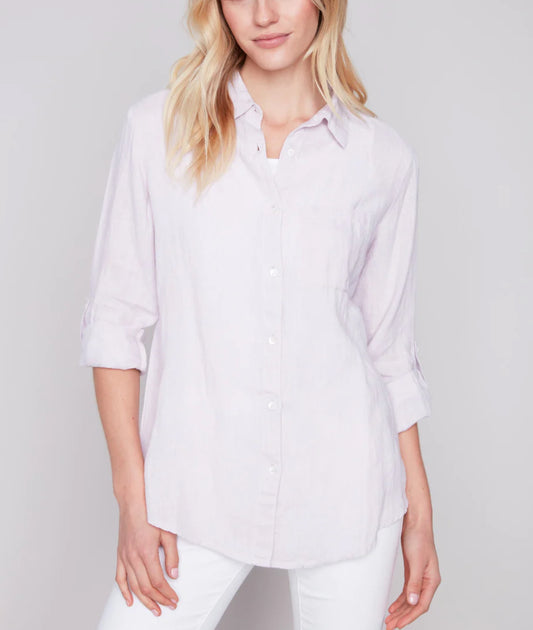Long Linen Shirt with Patch Pockets