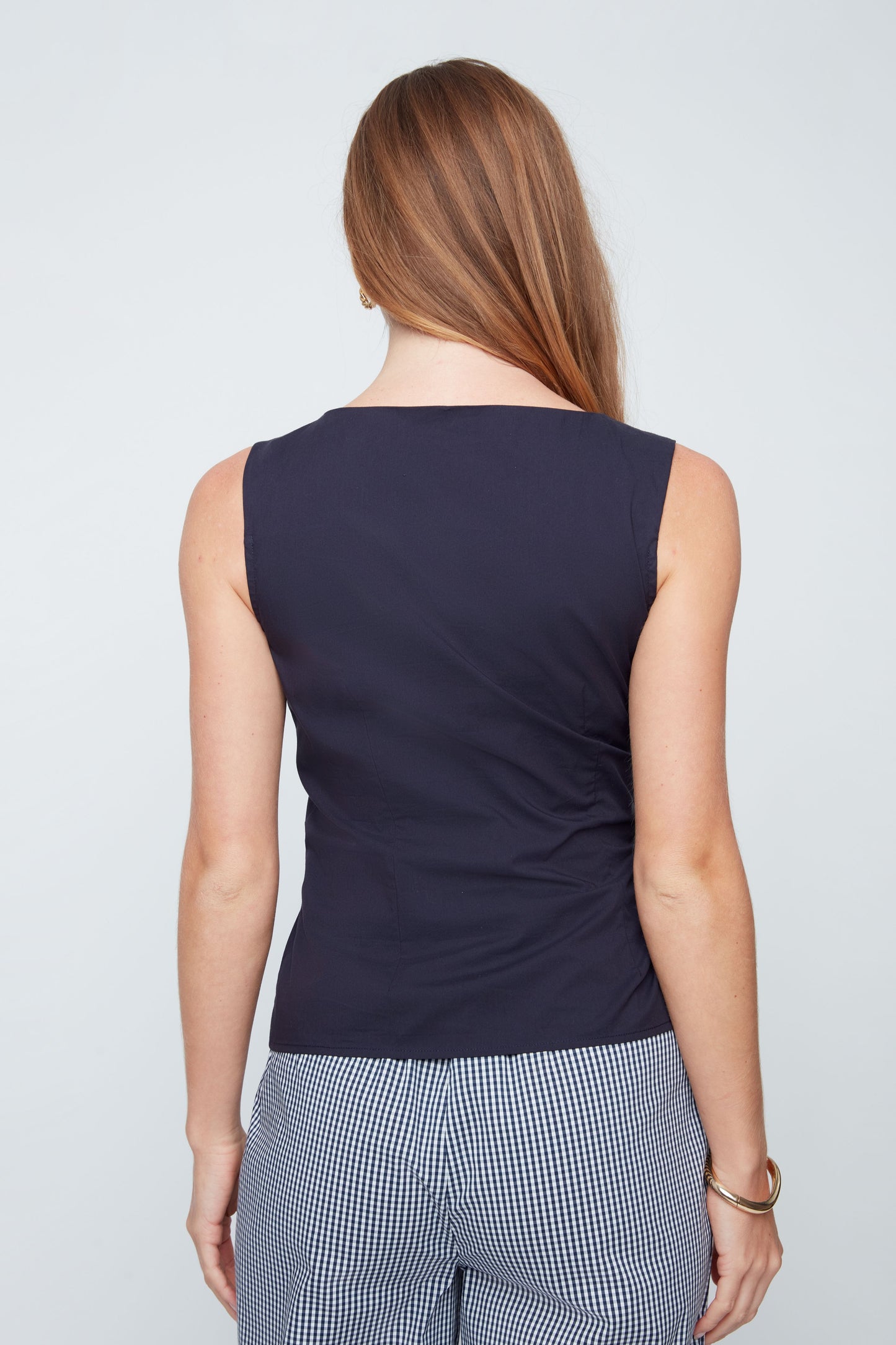 Sleeveless Boat Neck Tie Top