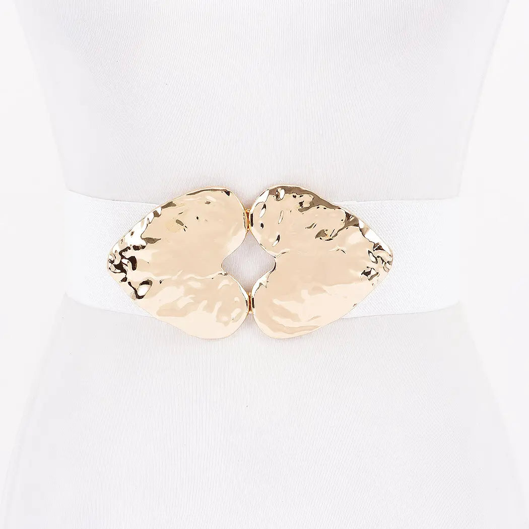Double Metal Heart Buckle Stretch Plus Size Belt