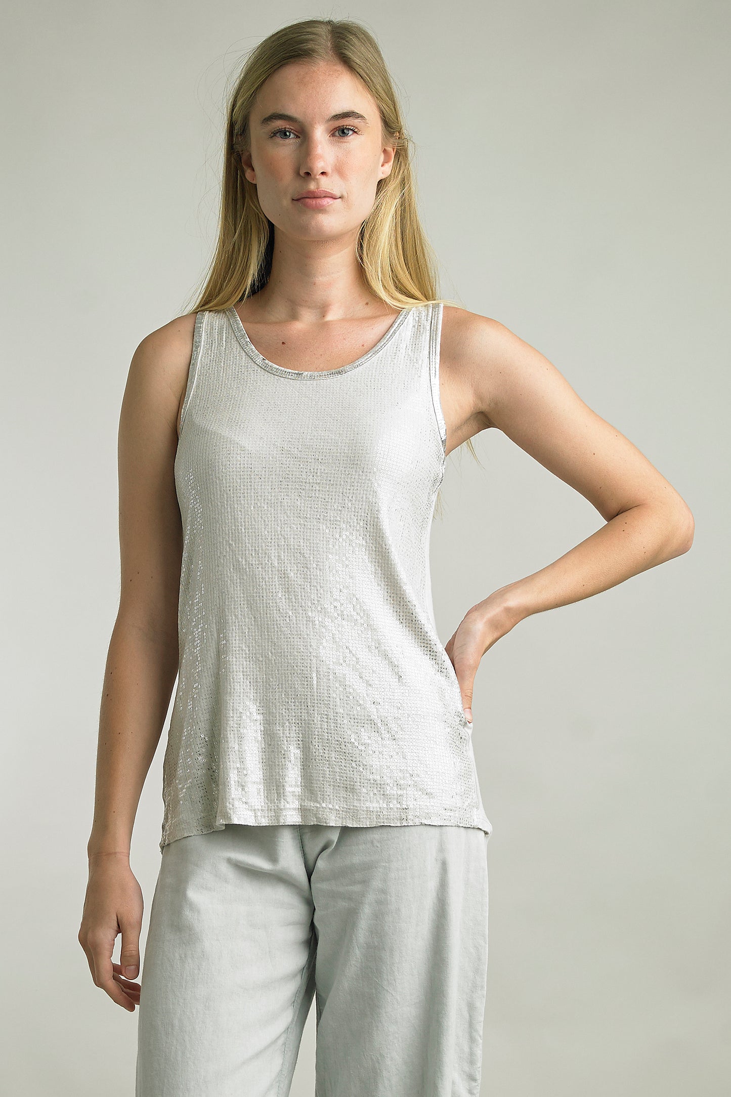 Sequin Jersey Tank Top