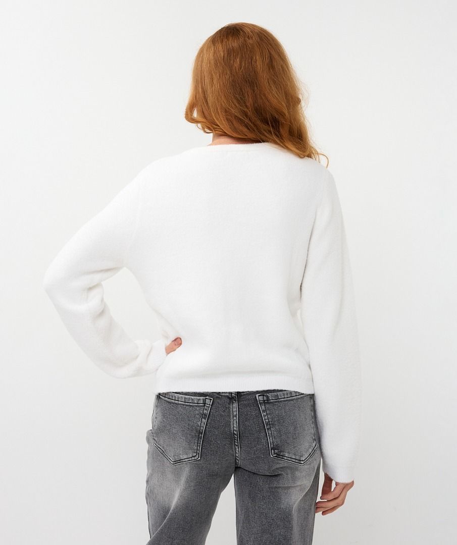 Bow Button Fake Placket Sweater