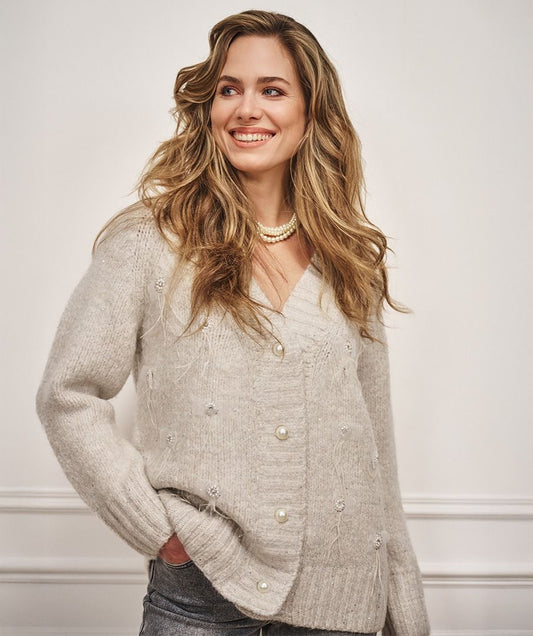Embellished Feather Cardigan