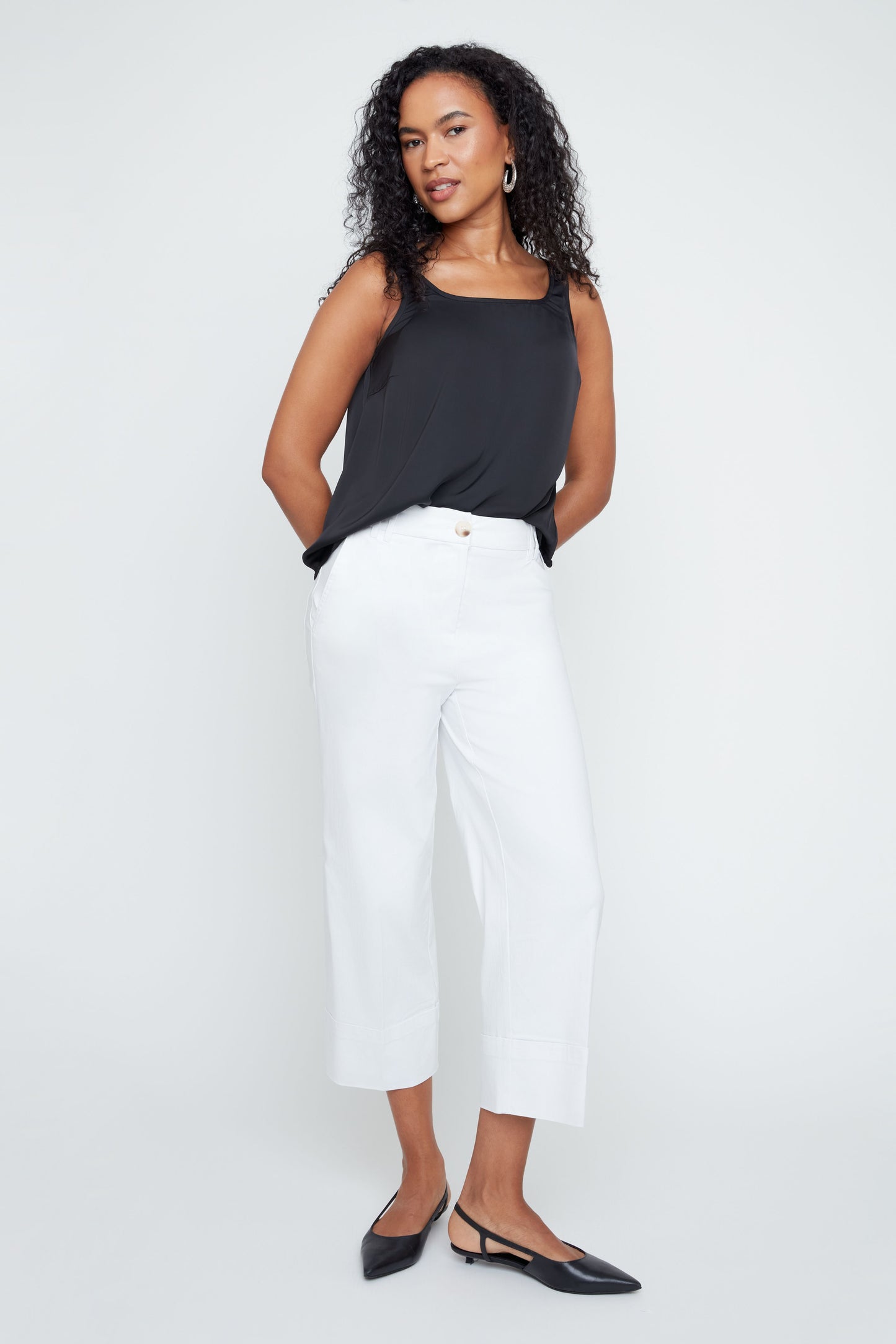Cropped Straight Leg Cuffed Pant