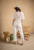 Embroidered Lace Short Sleeve Crew Tee