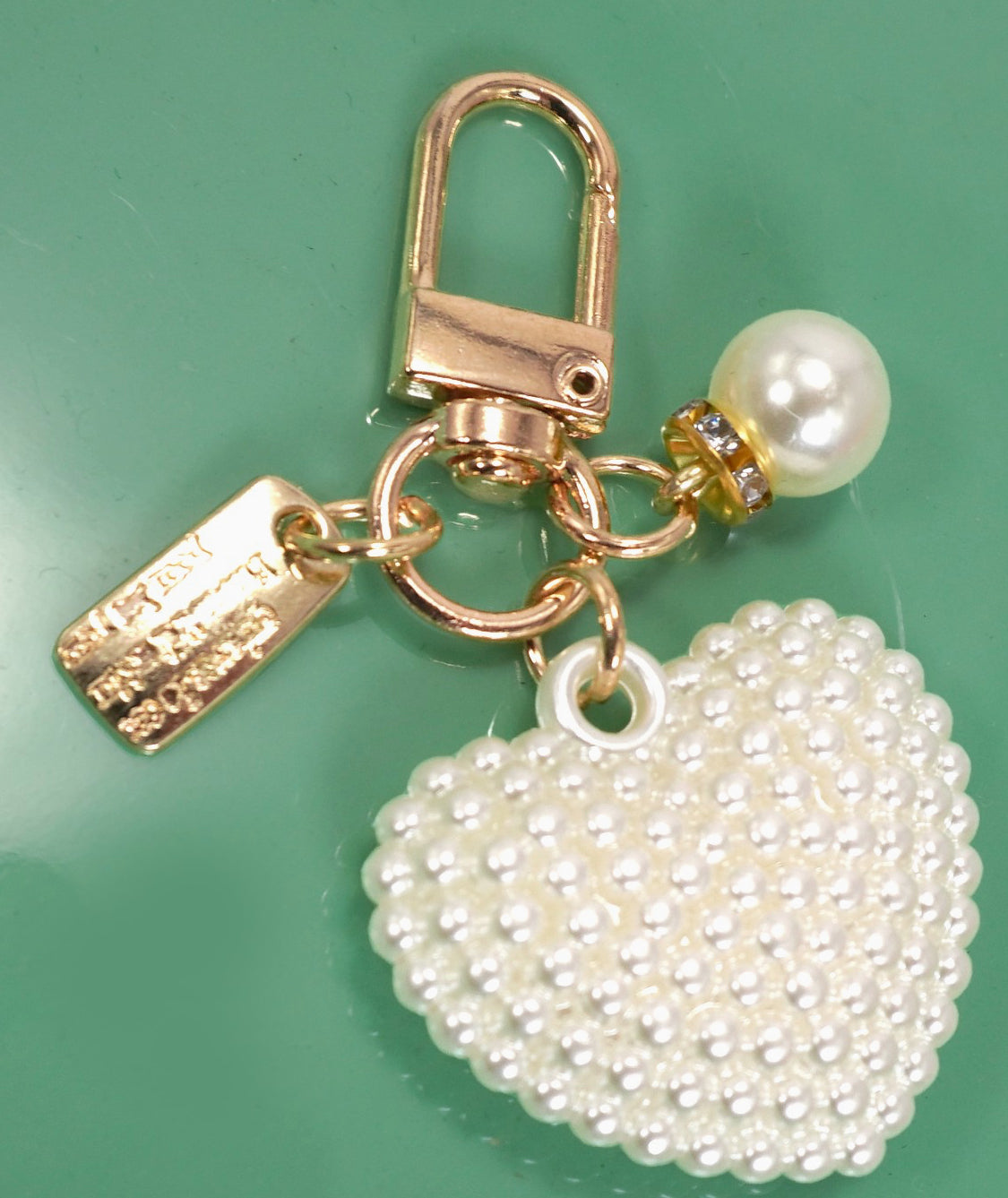 Puffy Pearl Heart Keychain