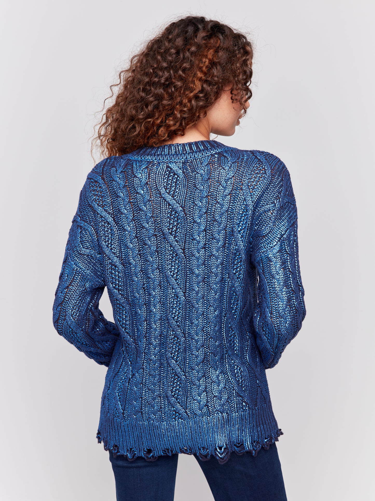 Metallic Cable Knit Sweater