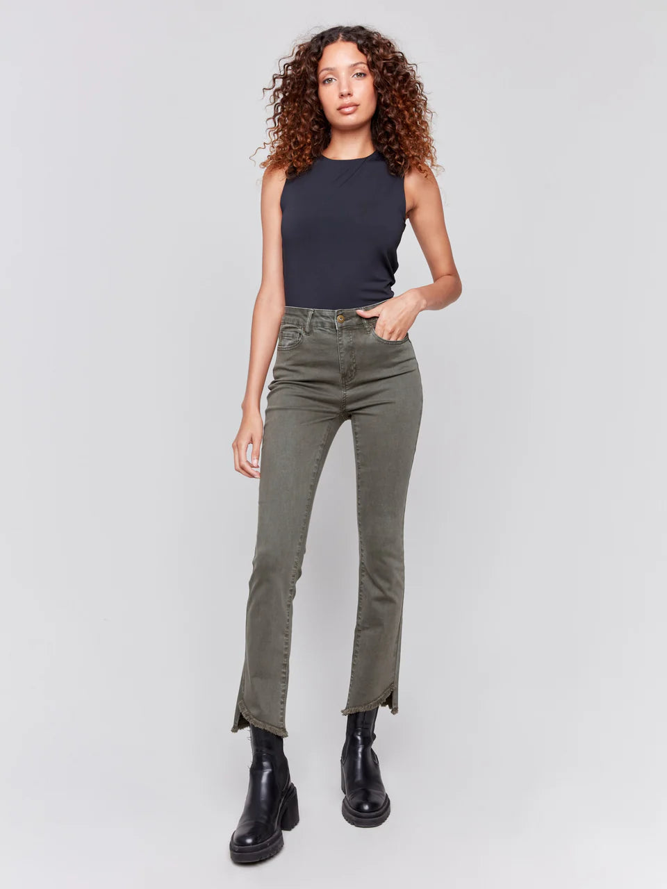 Colored Asymmetrical Leg Pant