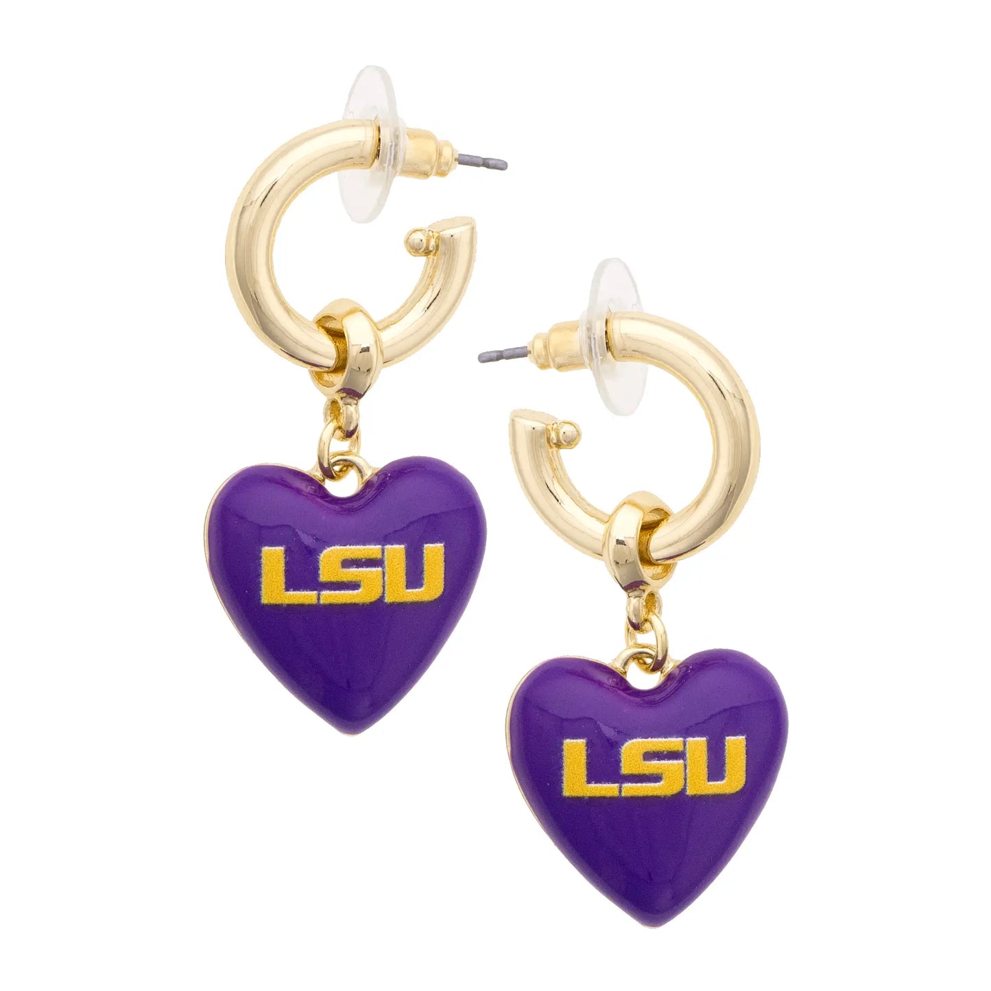 Lsu Tigers Heart Drop Earrings