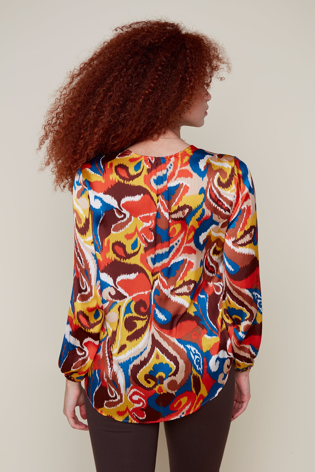 Printed V-Neck Longsleeve Blouse