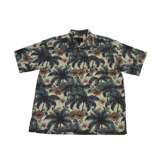 Short Sleeve Island Palm Square Bottom Shirt