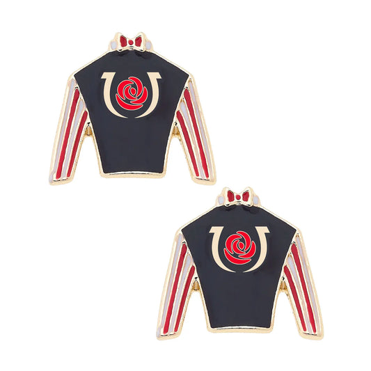Kentucky Derby Jockey Silk Enamel Stud Earrings