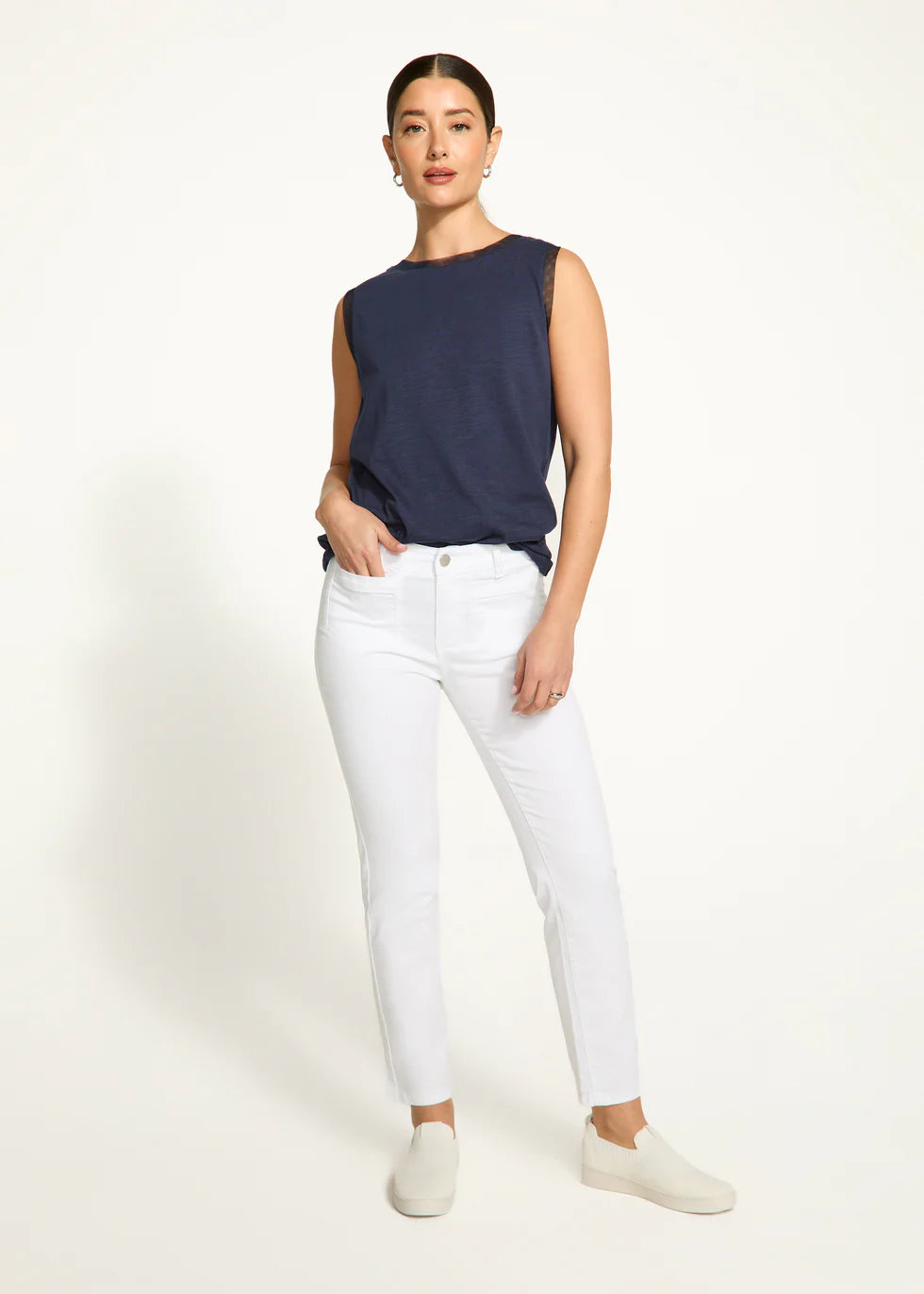 Slub Knit Short Sleeve Shell Tank
