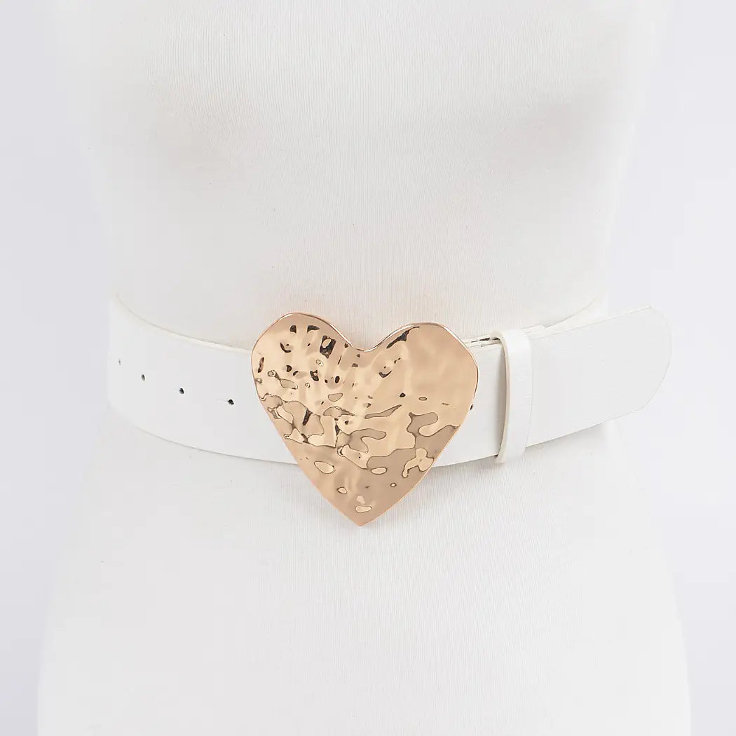 Hammered Heart Shape Buckle Belt
