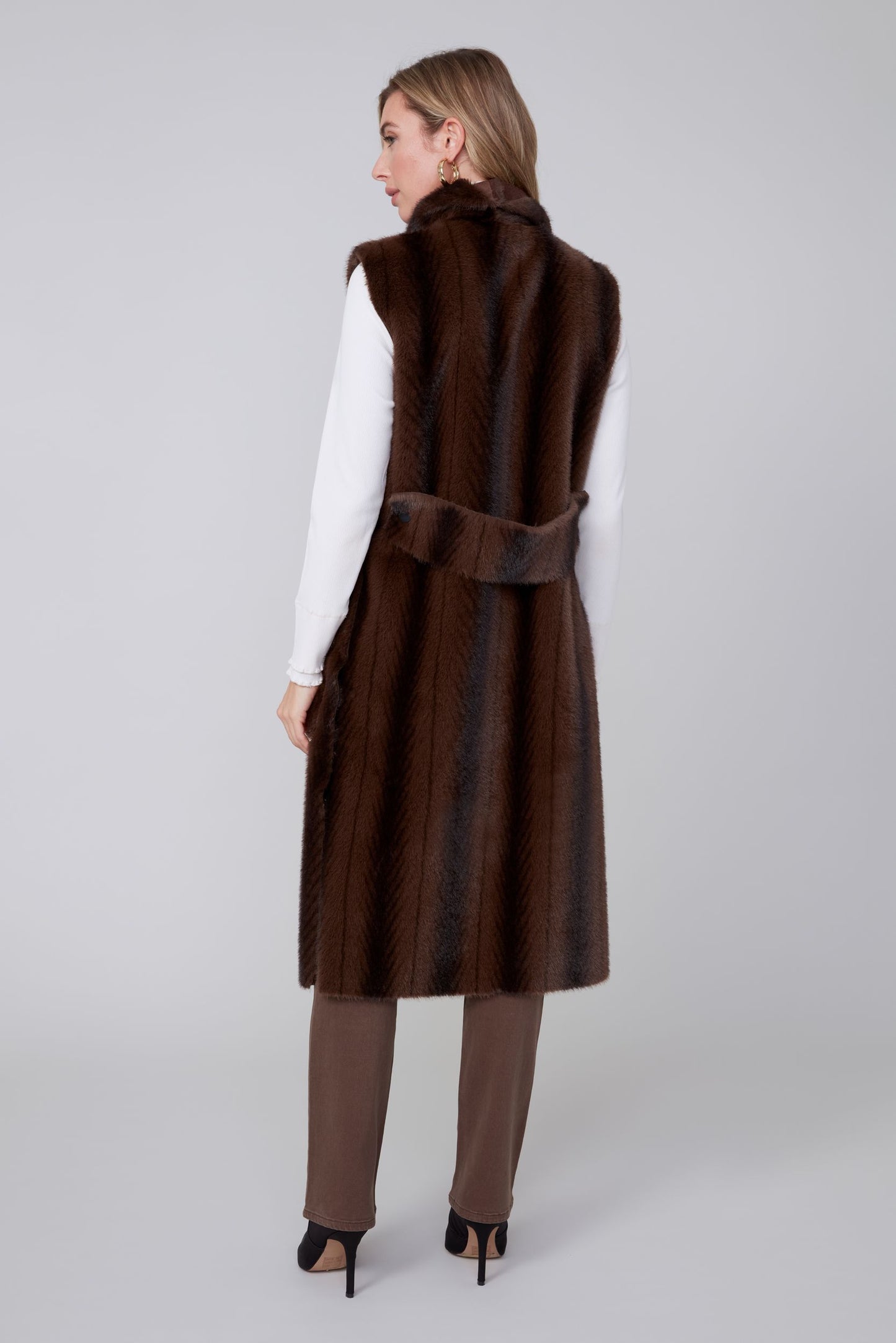 Long Fur Vest With Slits