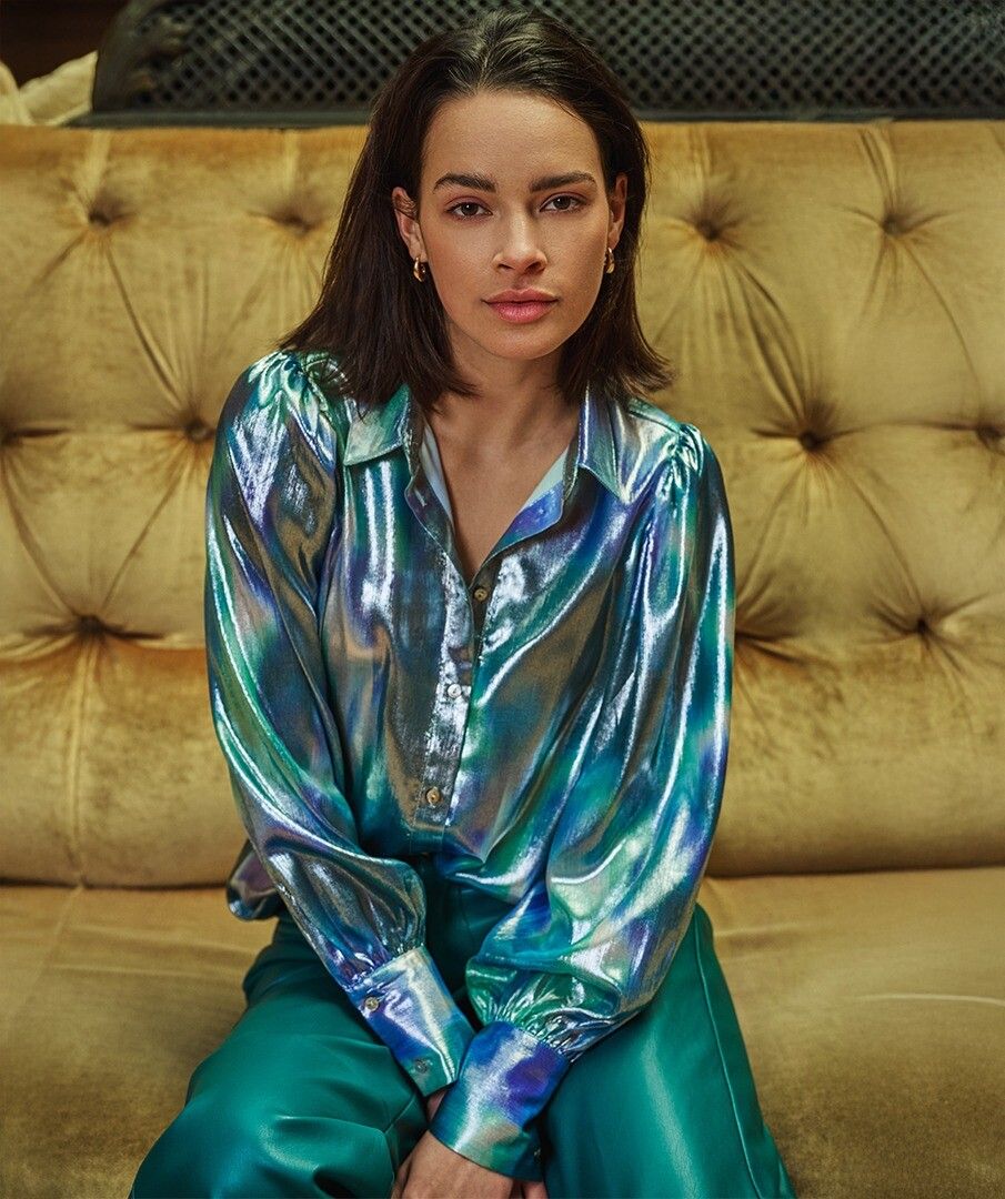 Button Up Vibrant Blouse