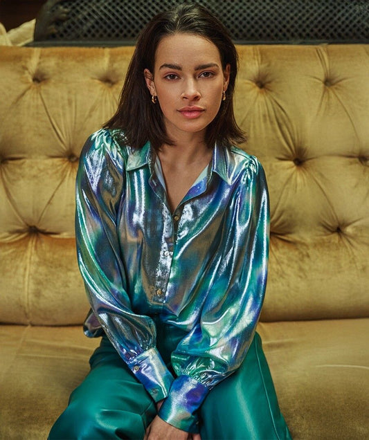 Button Up Vibrant Blouse