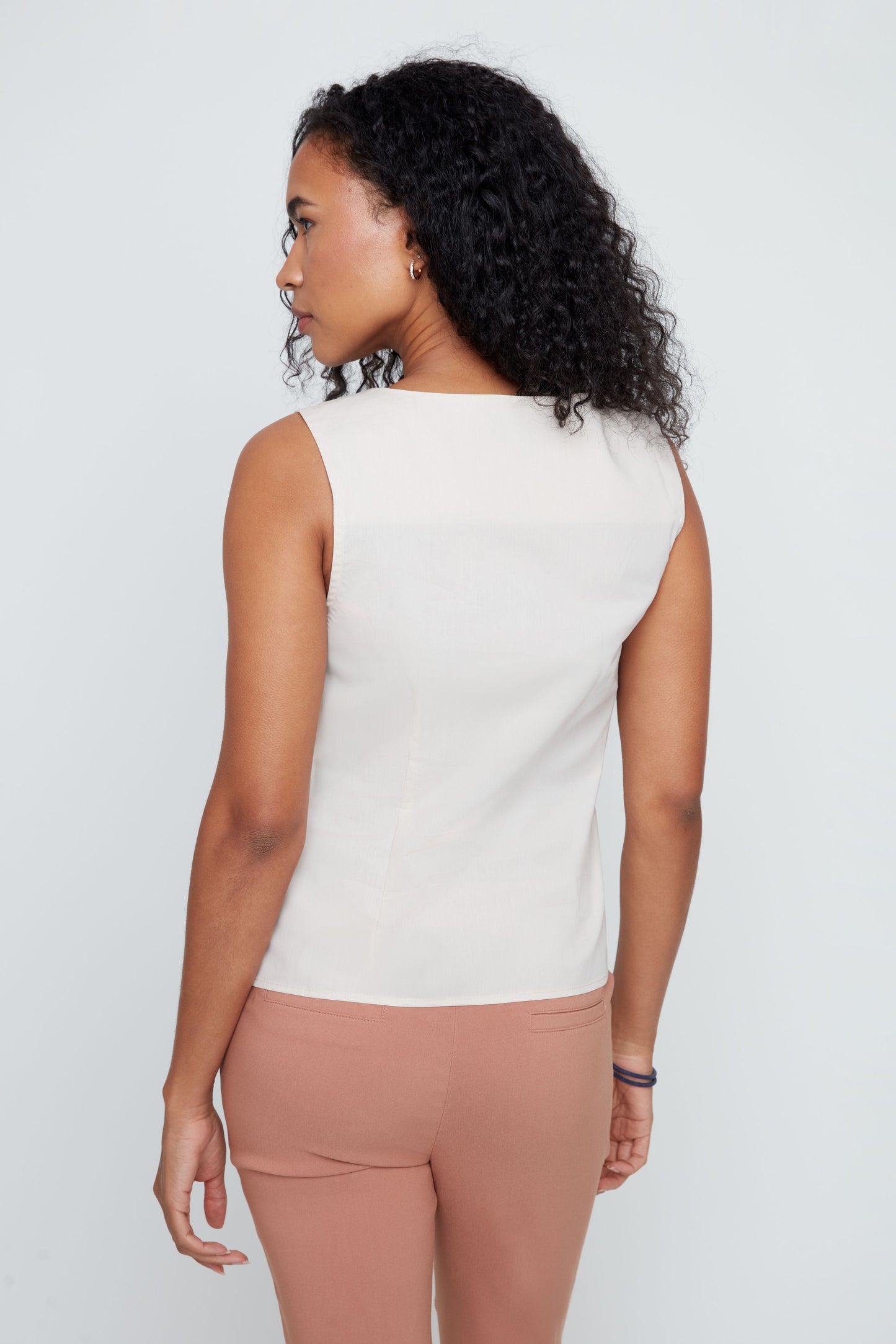 Sleeveless Boat Neck Tie Top