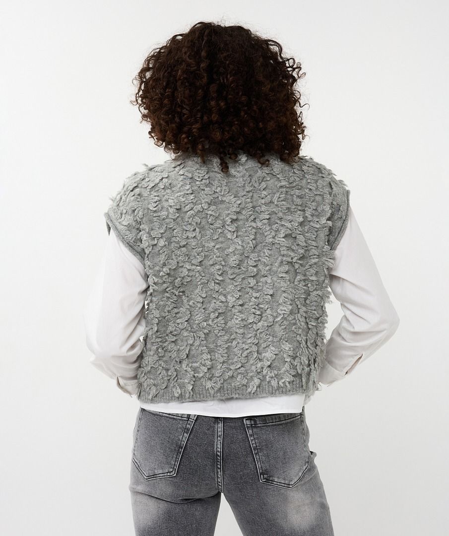 Fringe Cardigan Vest With Big Buttons