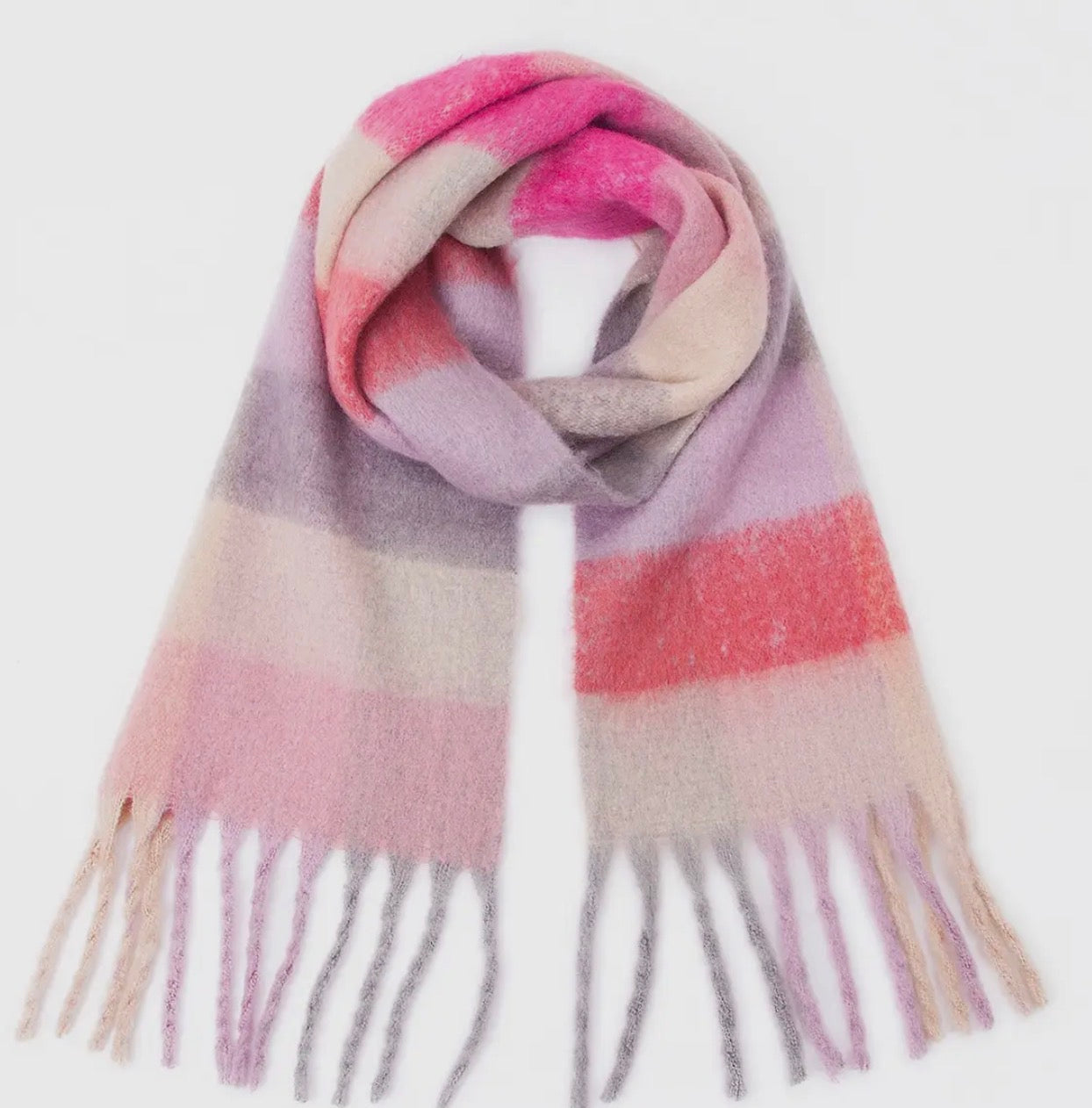 Chunky Plaid Fringe Scarf