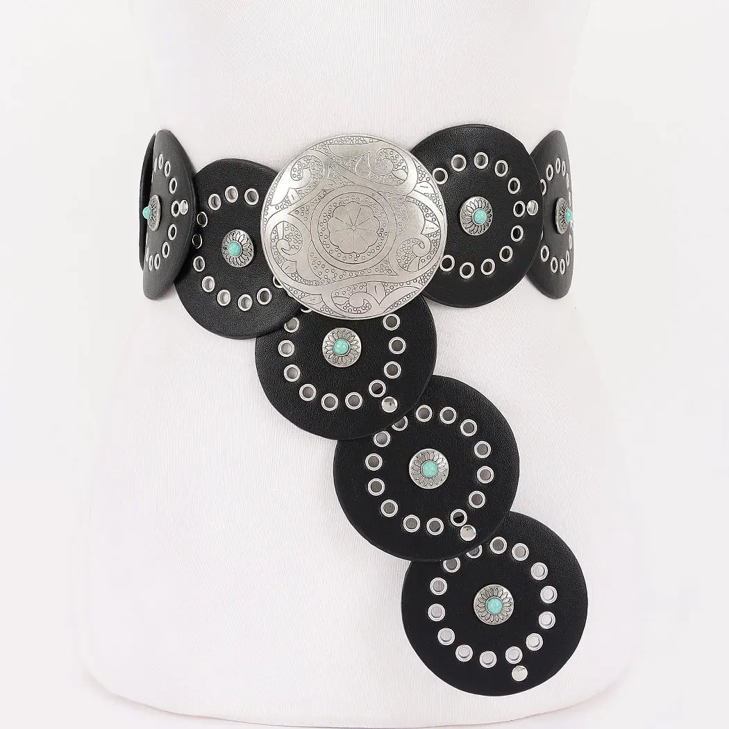 Faux Leather Disc Belt