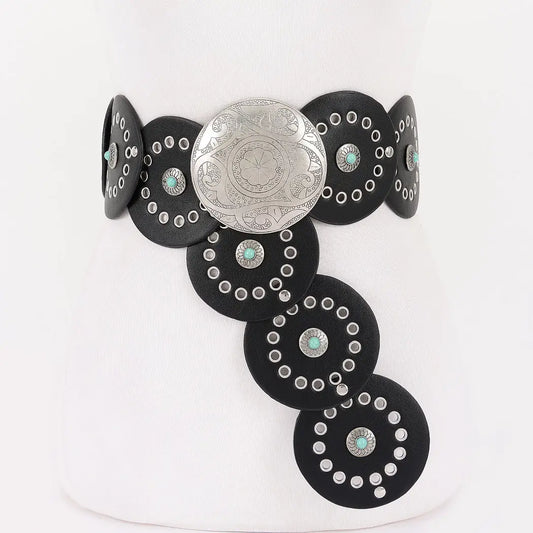Faux Leather Disc Belt