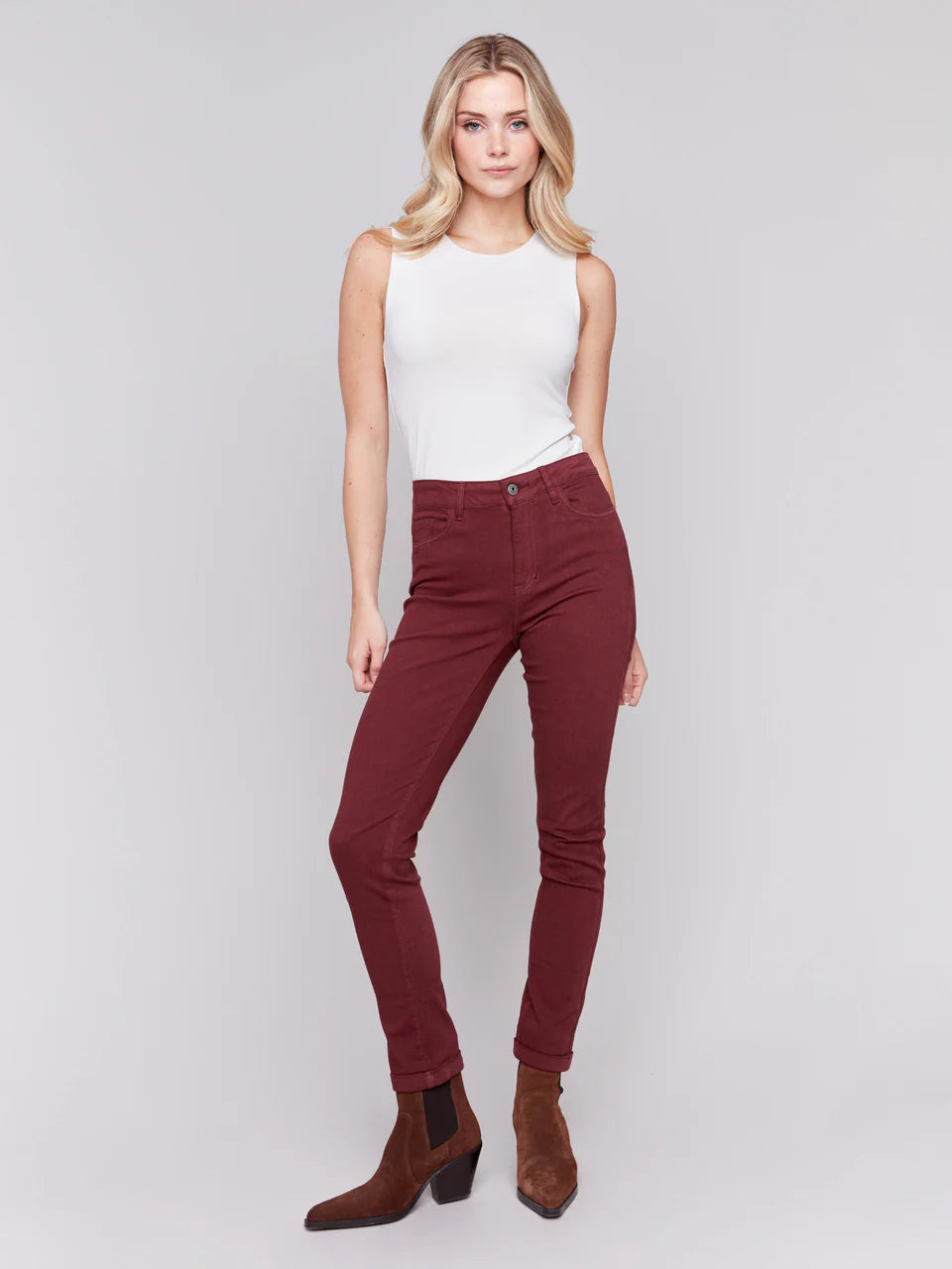 Slim Leg Regular Rise Cuff Hem Jeans