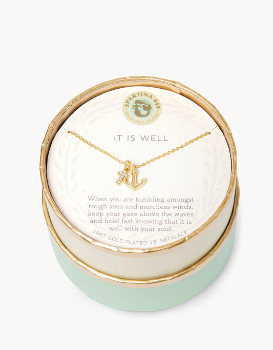 It Is Well/ Cross Anchor Necklace