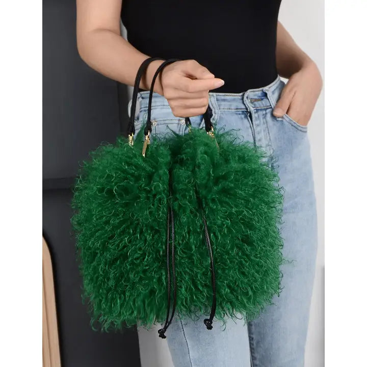 Faux Mongolian Fur Hand Bag