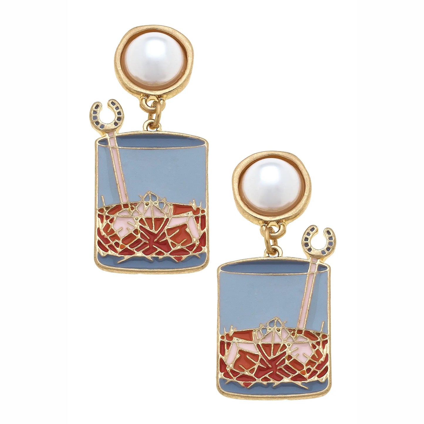 Bourbon On the Rocks Enamel Earrings