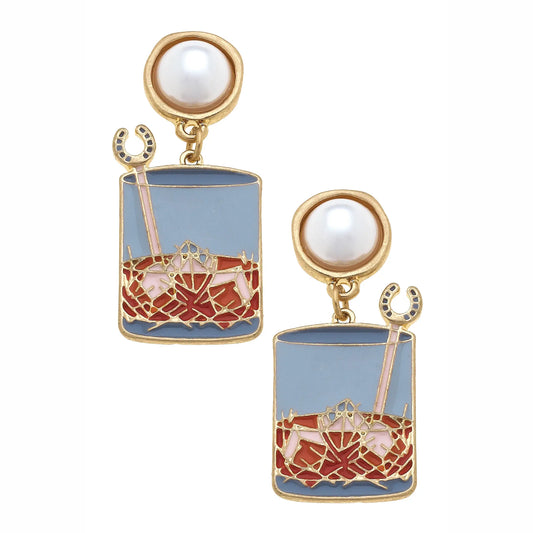 Bourbon On the Rocks Enamel Earrings
