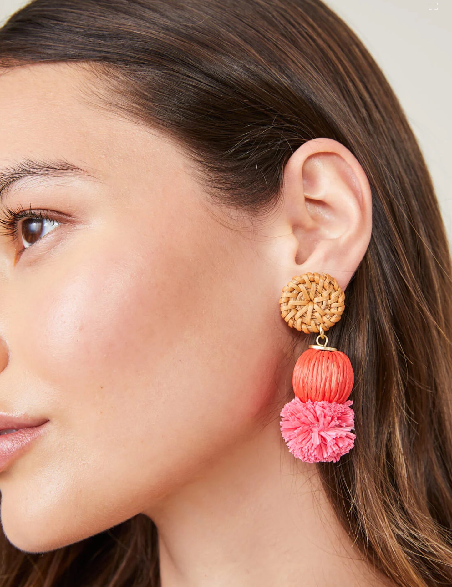 Straw Pom Earrings