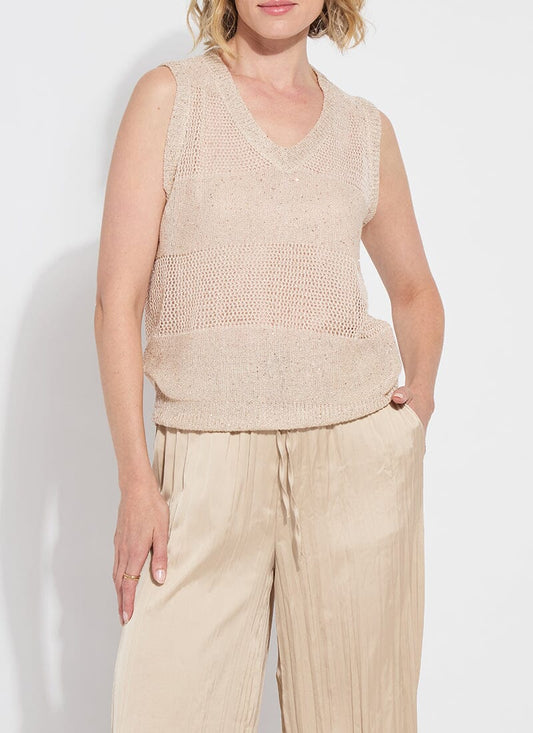 Bria Sequined V-Neck Shell