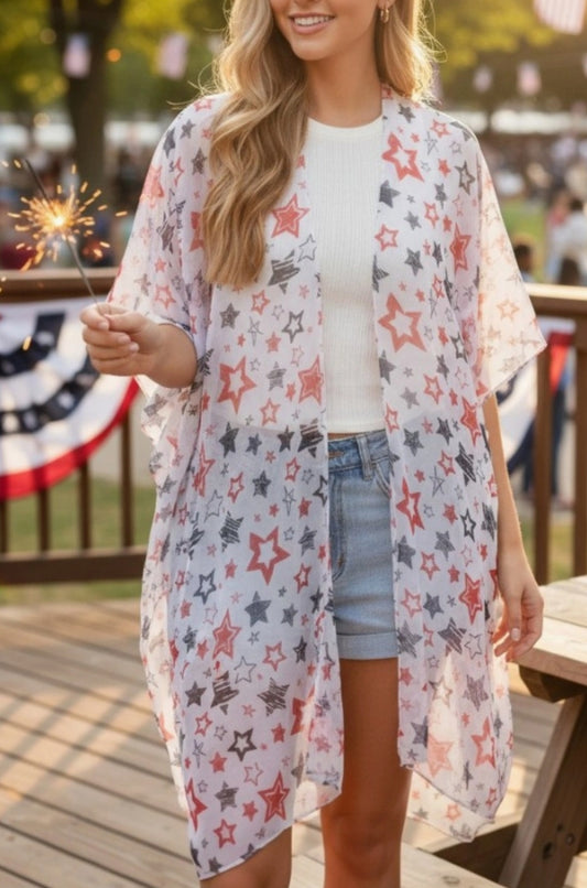 Star Print Kimono Cardigan
