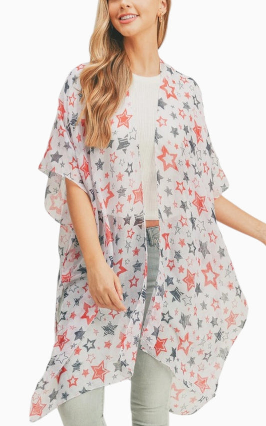 Star Print Kimono Cardigan