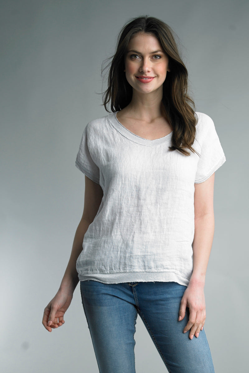 V-Neck Linen Tee