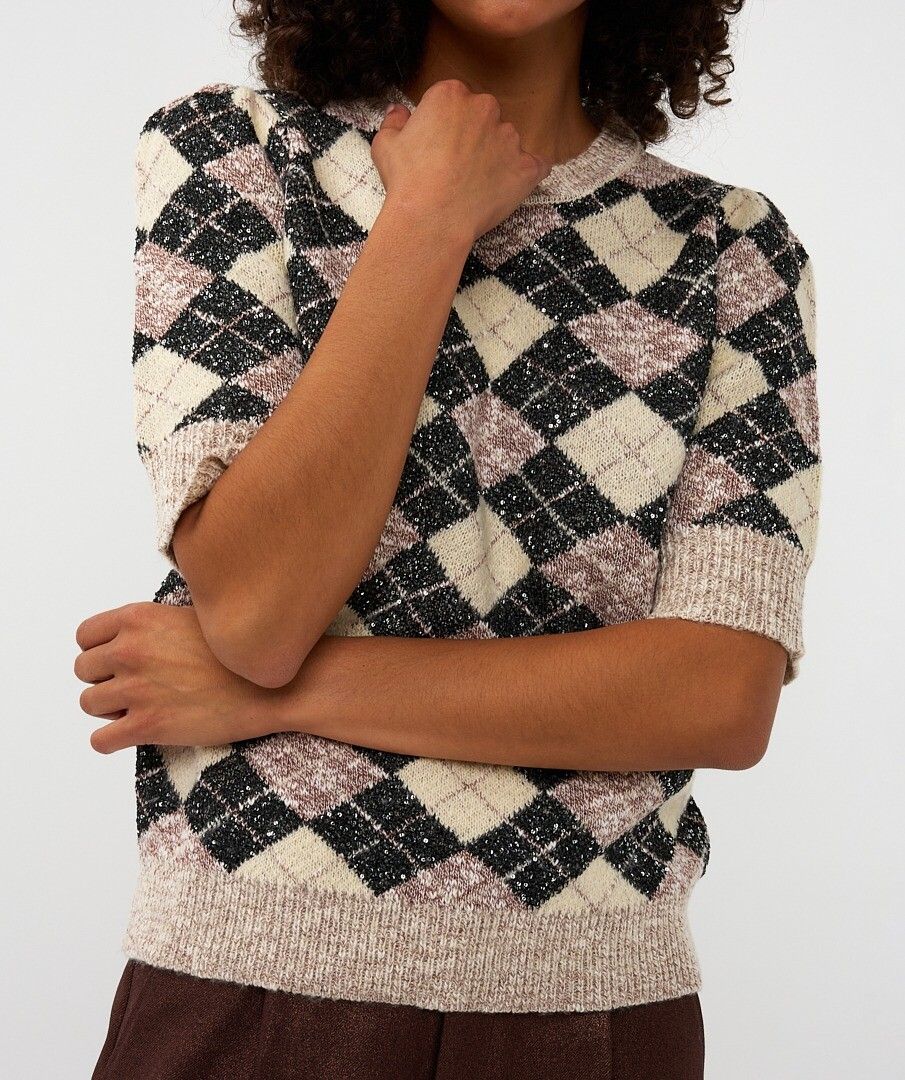 Argyle Short Sleeve Sweater