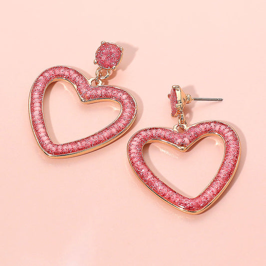 Glitter Open Heart Earrings