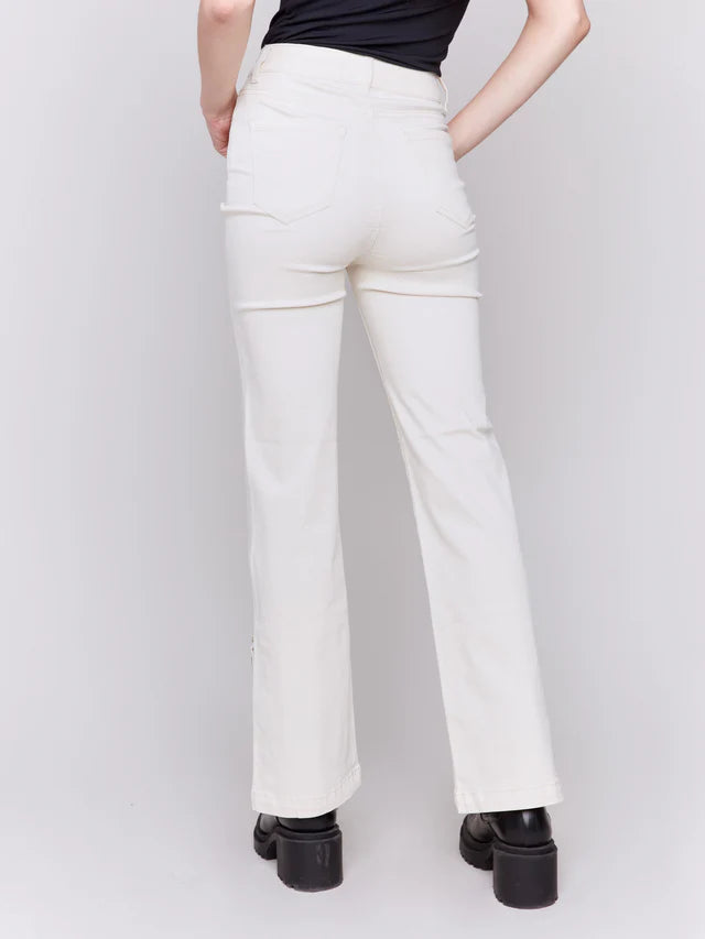Side Button Flare Leg Pant