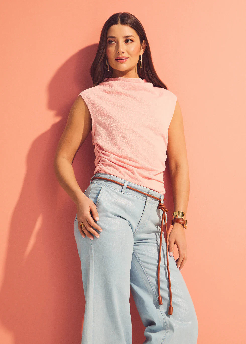Ruched Cap Sleeve Top