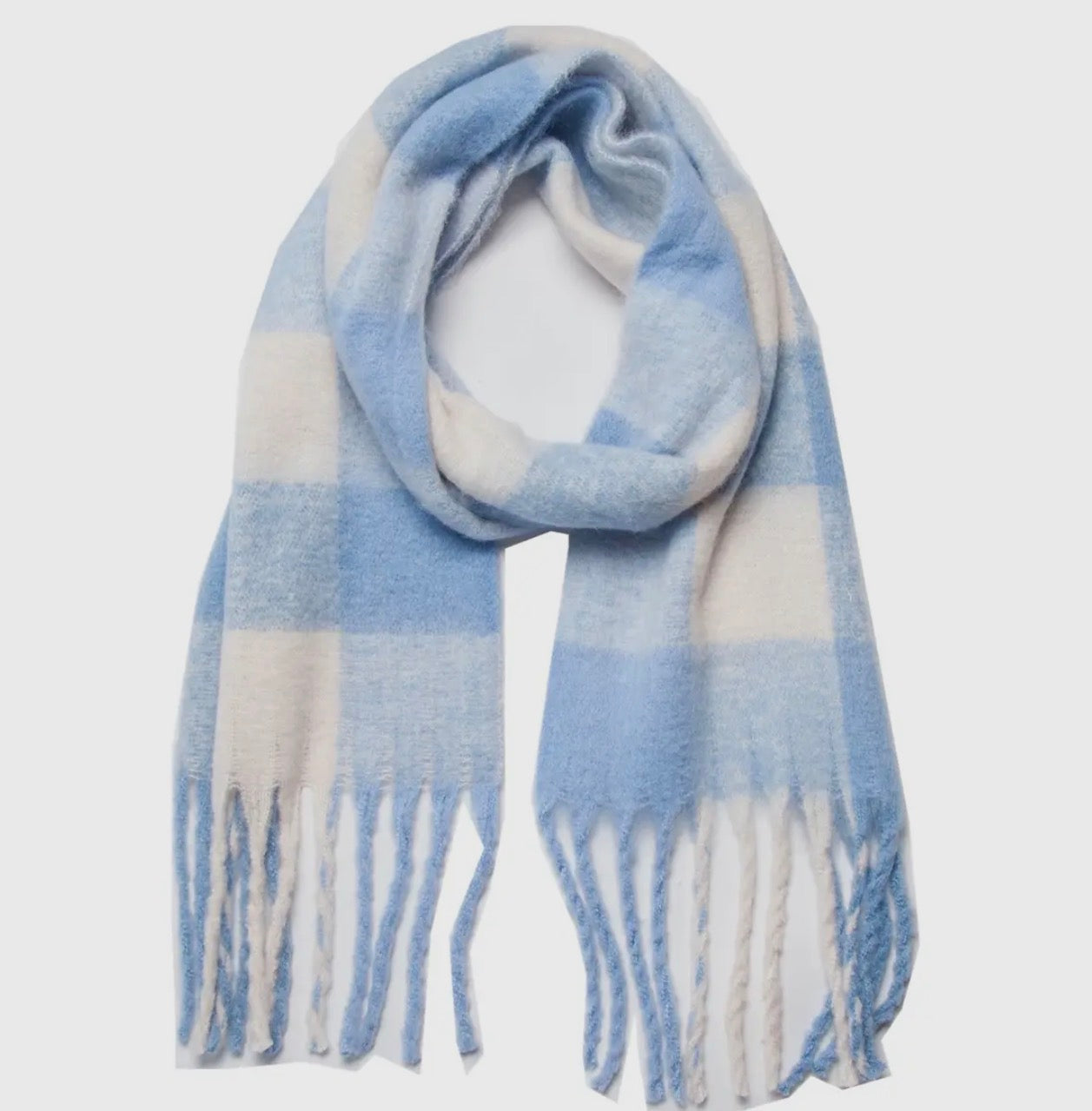 Chunky Plaid Fringe Scarf