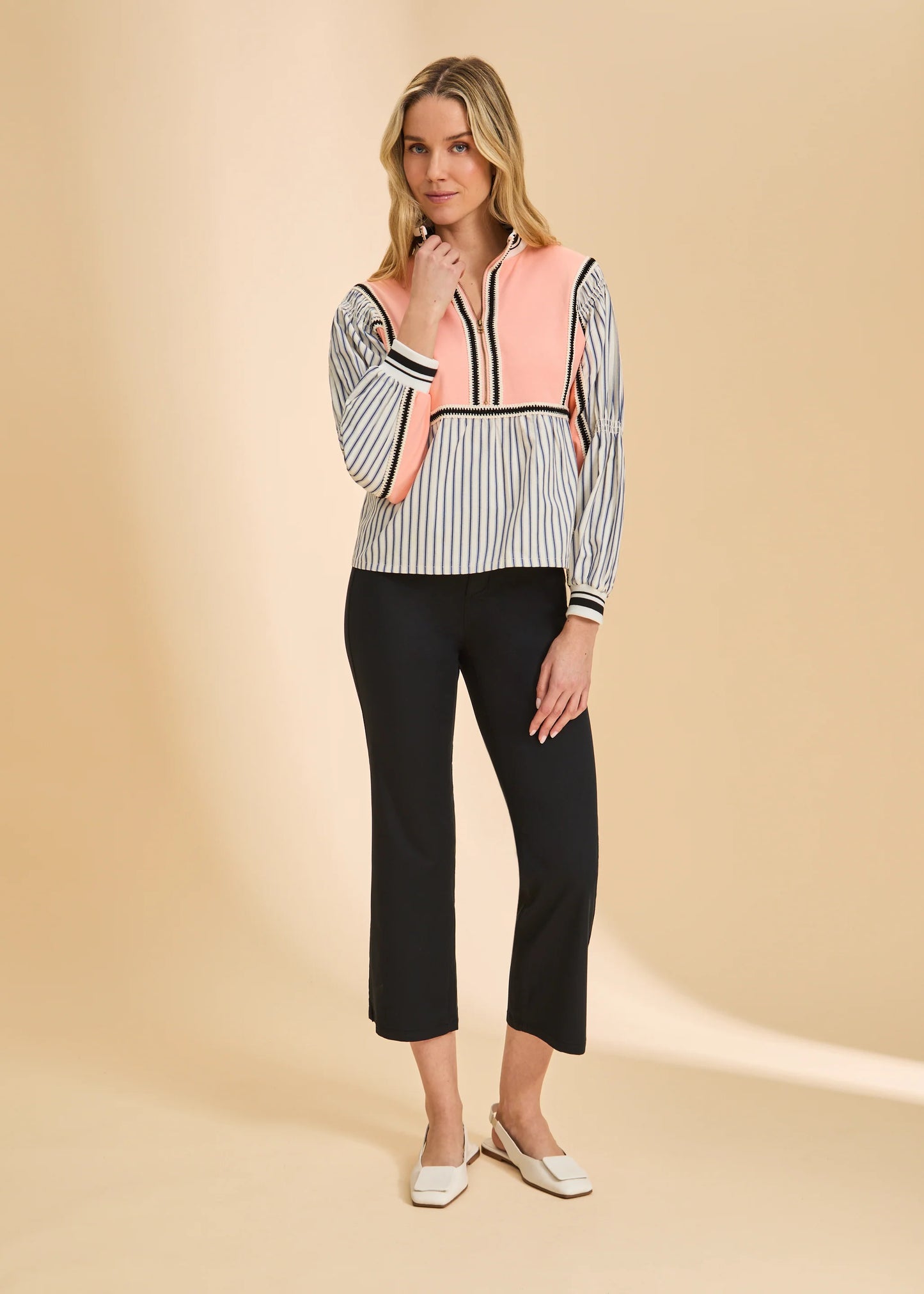 Mix Media Half Zip Top