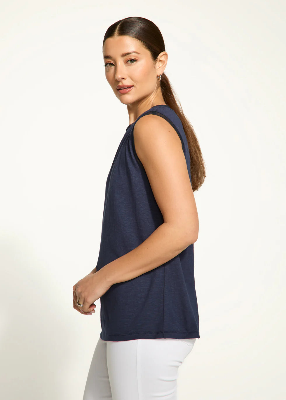 Slub Knit Short Sleeve Shell Tank
