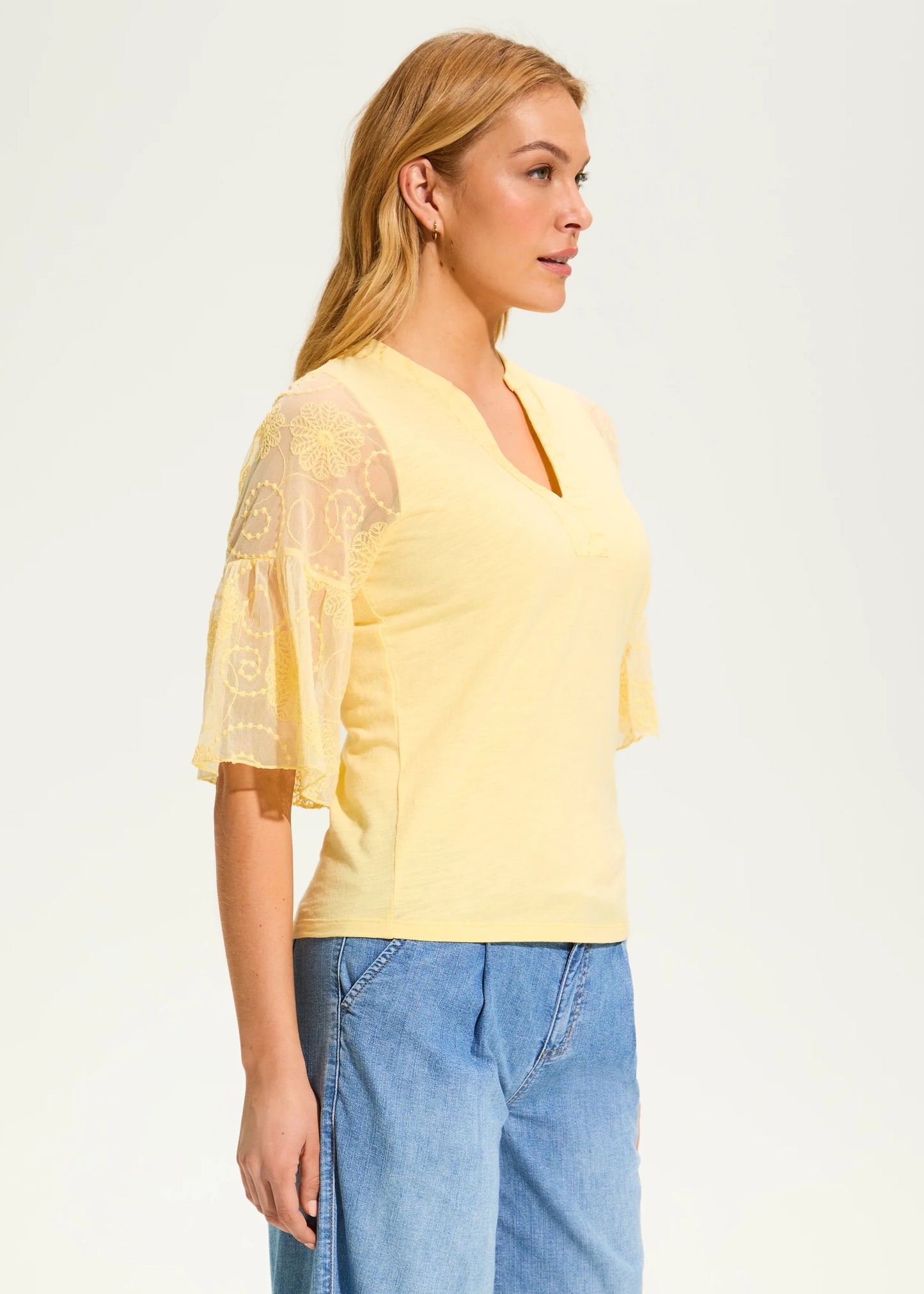 Mesh Bell Sleeve Top