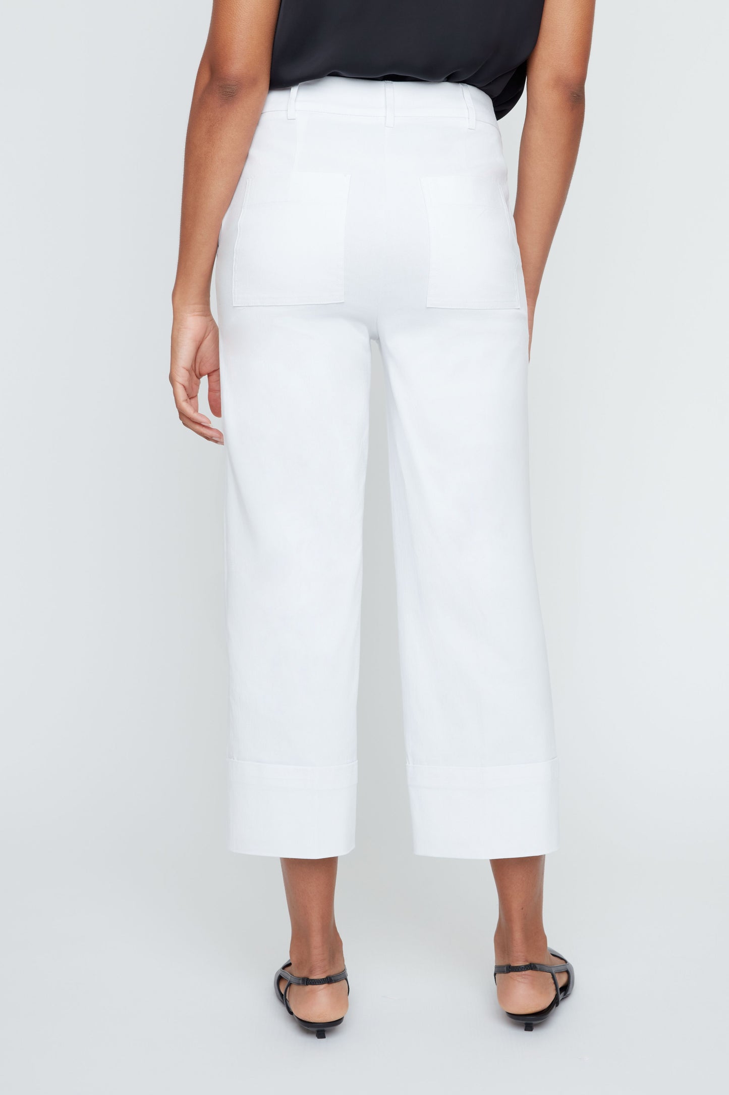 Cropped Straight Leg Cuffed Pant