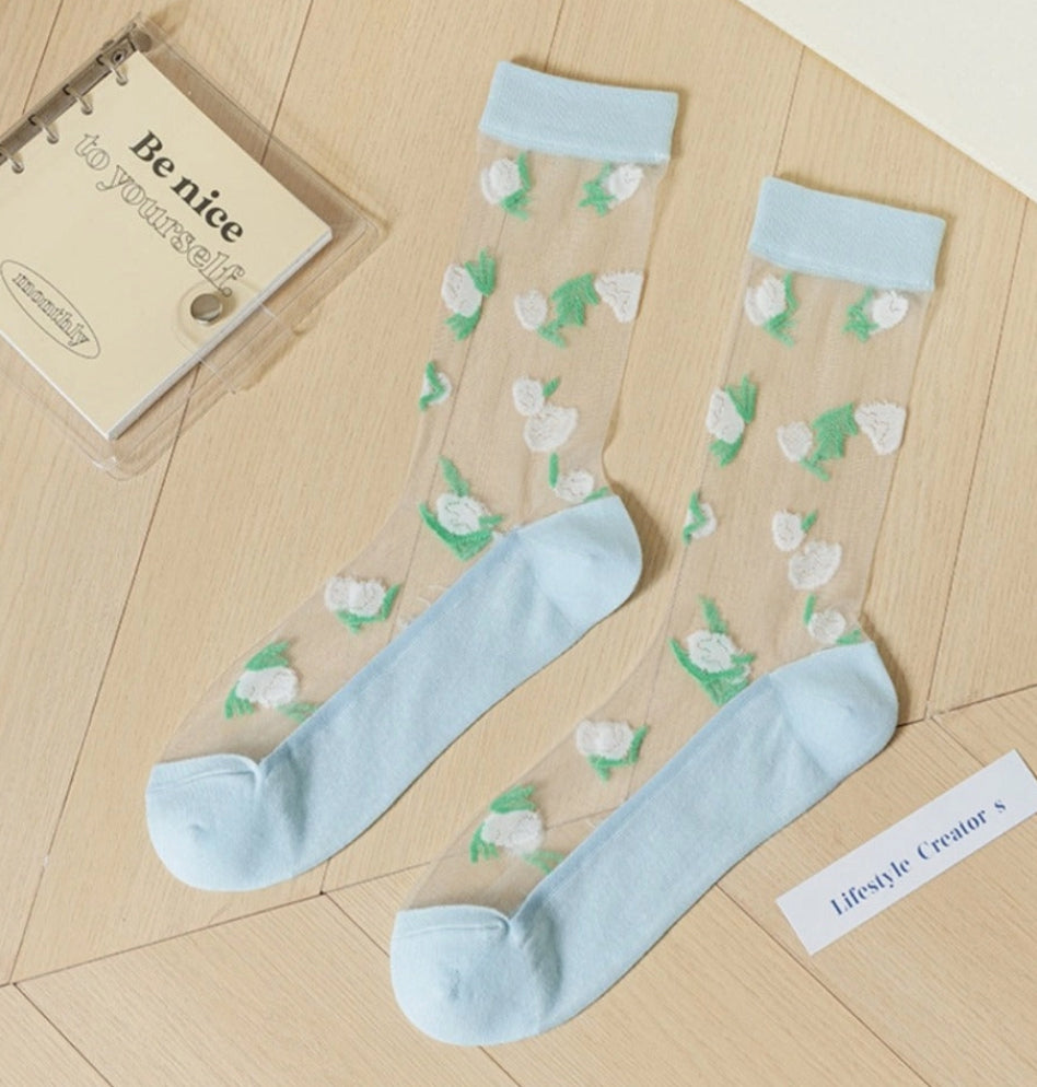 Floral Sheer Socks